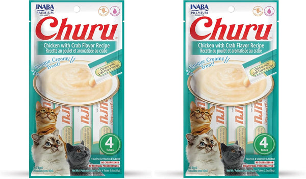 INABA Churu Cat Treats, Grain-Free, Lickable, Squeezable Creamy Purée Cat Treat/Topper with Vitamin E & Taurine, 0.5 Ounces Each Tube, 4 Tubes, Tuna with Salmon Recipe33