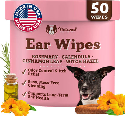 Natural Dog Company Wrinkle Wipes for Dogs, 100 Count, Hypoallergenic, Cleaning & Deodorizing, for Grooming Faces, Paws & Butts18