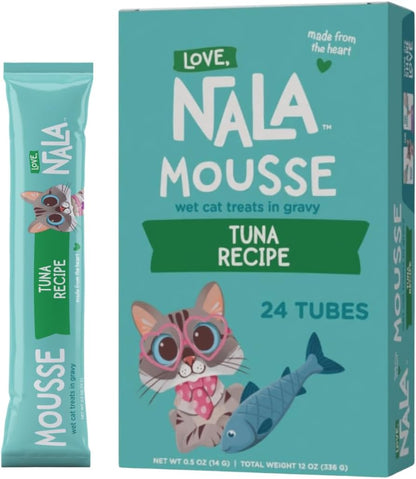 LOVE, NALA - Natural Lickable Cat Squeeze up Treat,Topper - Variety Pack Mousse - Wet Food Cat Puree - Grain Free, Non-Gmo, Minerals, Vitamins - 24 Pack 12 Oz.13