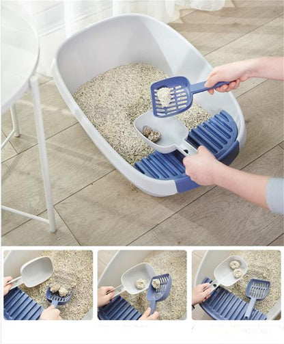 Open Cat Litter Box Large Litter Pan for Cats High Sided Kitten Litter Box with Cat Litter Scoop Removable Pedal Type Cat Toilet Pet Supplies Easy to Clean6