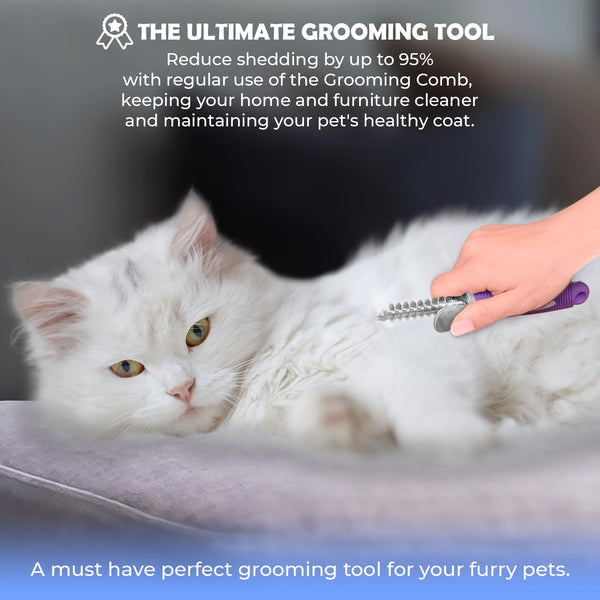 GENPEPADO Dematting Undercoat Rake Comb for Dogs & Cats with Long 2.5-In Stainless Steel Safety Blades for Removing Knots, Mats & Tangles - Pet Grooming Deshedding Brush Tool with Anti-Slip Grip6