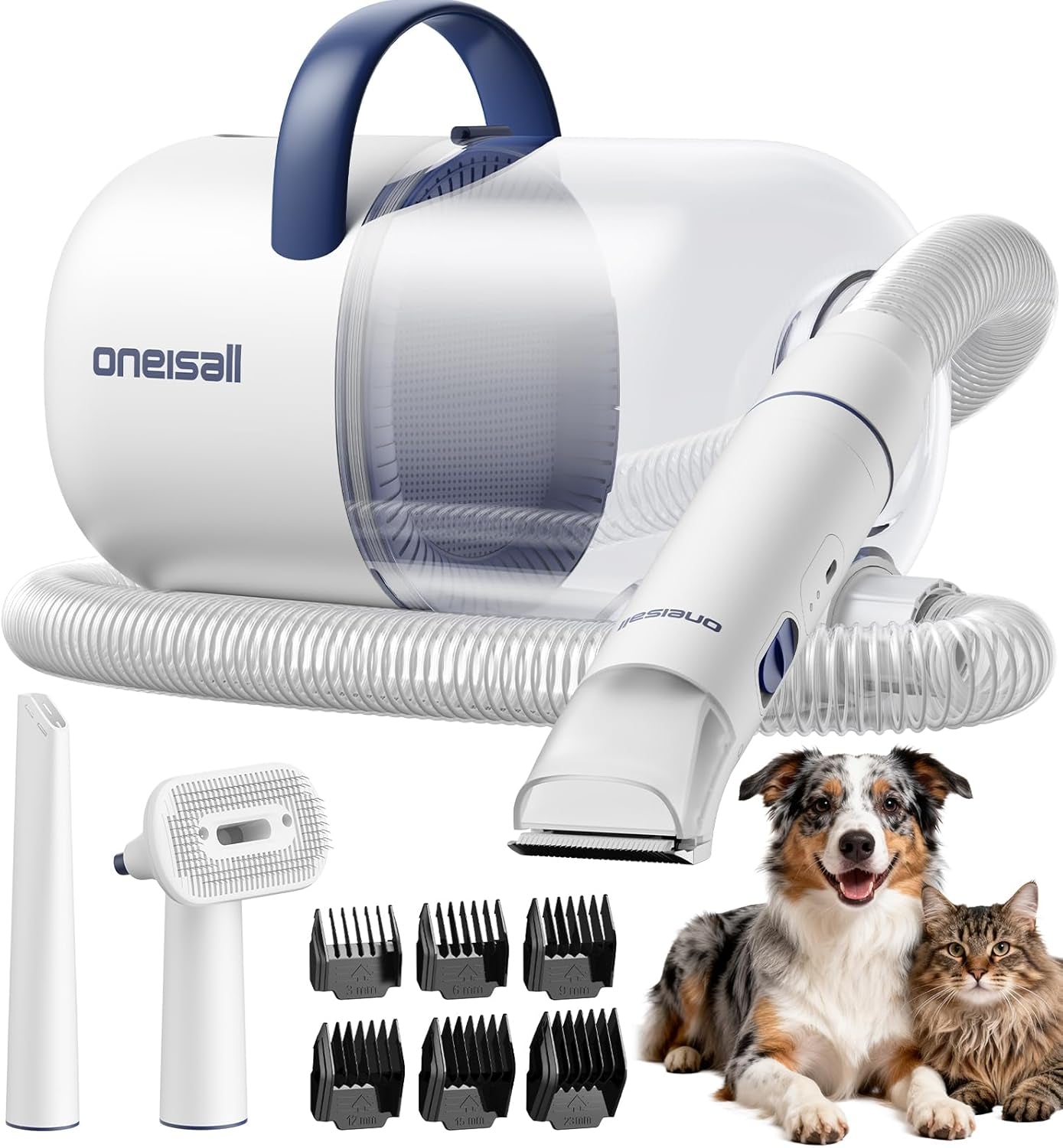 oneisall-dog-grooming-vacuum-15000pa-suction-captures-99-pet-hair-to-reduce-shedding-dog-grooming-clippers-quiet-brush-59db-with-4-accessories-2l-dust-canister-for-home-cleaning