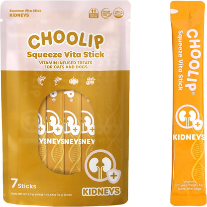 Choolip Squeeze Vita Stick Lickable Cat and Dog Treats, 7-Count Kidney Support, Tuna and Pollack with Pumpkin, Blueberry and Omega-3, Grain-Free, Vet-Formulated1