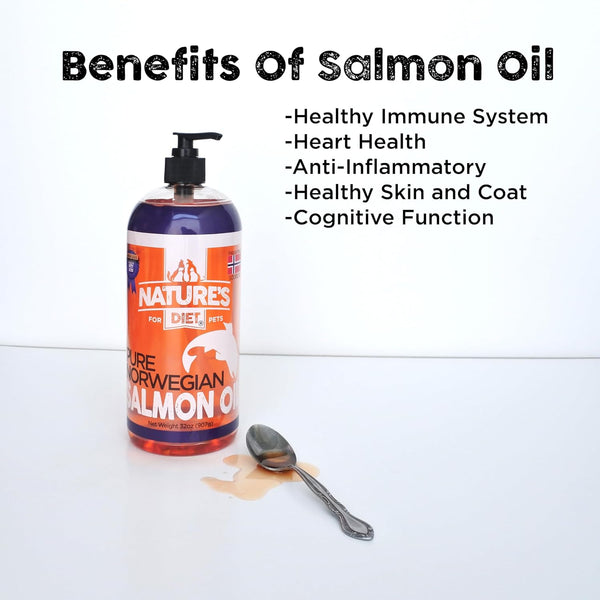 Nature'S Diet Pet 32 Oz Norwegian Salmon Oil Dogs & Cats - Natural Support for Joint Function Immune Heart Health Appetite Skin & Coat Omega 3 6 9 Liquid Food Topper EPA DHA Fatty Acids5