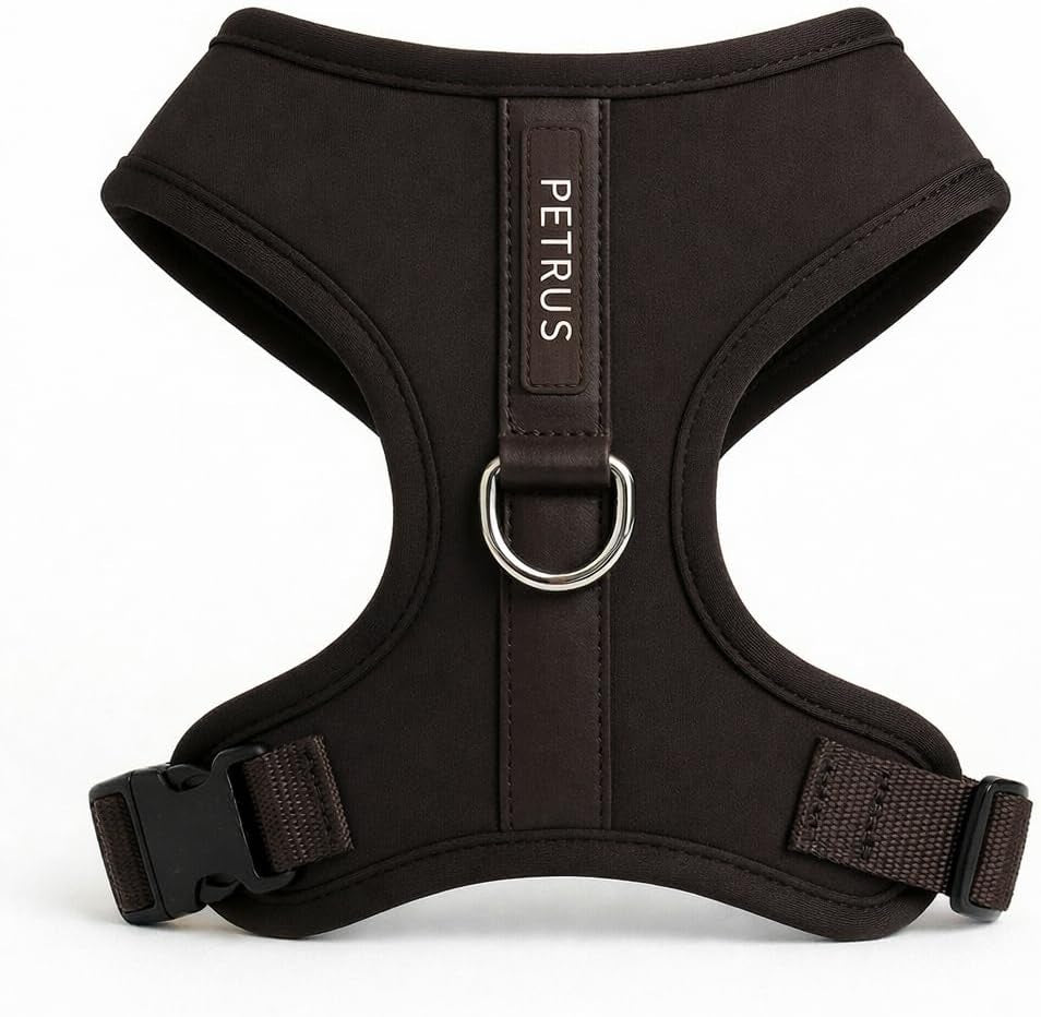 premium-no-pull-dog-harness-soft-neoprene-breathable-mesh-vest-with-front-back-clip-d-rings-adjustable-lightweight-walking-harness-for-puppies-small-medium-dogs-bronze-brown-gold-m
