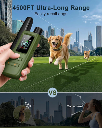 Dog Shock Collar - 4500FT Dog Training Collar with Remote, IPX8 Waterproof Electric Dog Collar with 4 Training Modes, Security Lock, Rechargeable Ecollar for 10-120Lbs Small Medium Large Dogs3