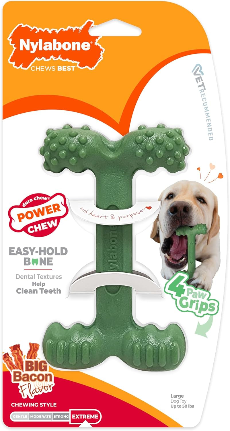 nylabone-power-chew-easy-hold-bone-dog-chew-toy-bacon-flavor-large-teeth-cleaning-textures-easy-to-hold-durable-dog-toy-for-aggressive-chewers-up-to-50-lbs-discourages-destructive-chewing