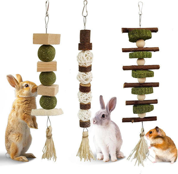 WDEFUN Natural Pet Chew Toys Set - 20 Timothy Hay Sticks 20 Apple Tree Branches 5 Sweet Bamboo, Safe Chewing Toys for Rabbit, Guinea Pig, Hamster, Chinchilla, Gerbil - Teeth Grinding & Boredom Relief8