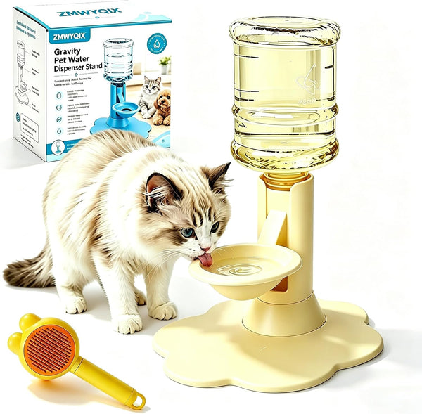 Gravity Cat Water Dispenser Stand - Spill-Proof, Gravity Self Refilling Cat & Dog Water Bowl, Anti-Tip Cat Water Bowl with Suction Base Keeps Water Clean and Fresh for Messy Pets，Blue9