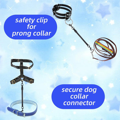 2Pcs Reflective Nylon Dog Collar Clips, Double-Ended Backup | Small Medium Dog Collar Safety Clasp Clip Adjustable Harness Connector for Pet Puppies, Black4