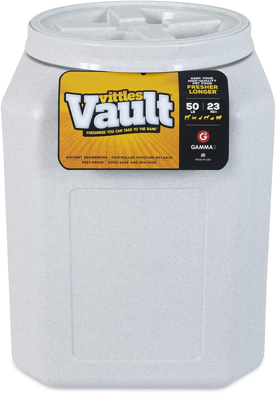 gamma2-vittles-vault-pet-food-storage-containers-sealed-dog-and-cat-food-storage-container-fits-up-to-25lbs-made-in-the-usa-12l-x-13-75h-made-in-usa-12-inch-long-by-13-75-inch-tall-airtight-lid-keeps-kibble-fresh-and-pests-out-a-durable-pantry-bin-design