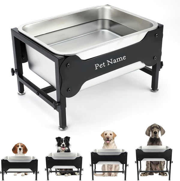 3 Gallon Elevated Dog Water Bowl, Raised Stand for Large Dogs | 4 Adjustable Heights, 9.65-15.16 in Stand, 3 Gallon Bowl, 14 X 10.6 X 5.9 in Size, Indoor Outdoor Use, Easy to Clean10