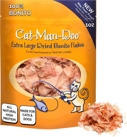Cat-Man-Doo | Bonito Fish Flakes | 1 Oz.Bag | Healthy, Single Ingredient, High Taurine, High Protein Cat Treat, Dog Treat, Food Topper, Premium Quality, Wild Caught Bonito1