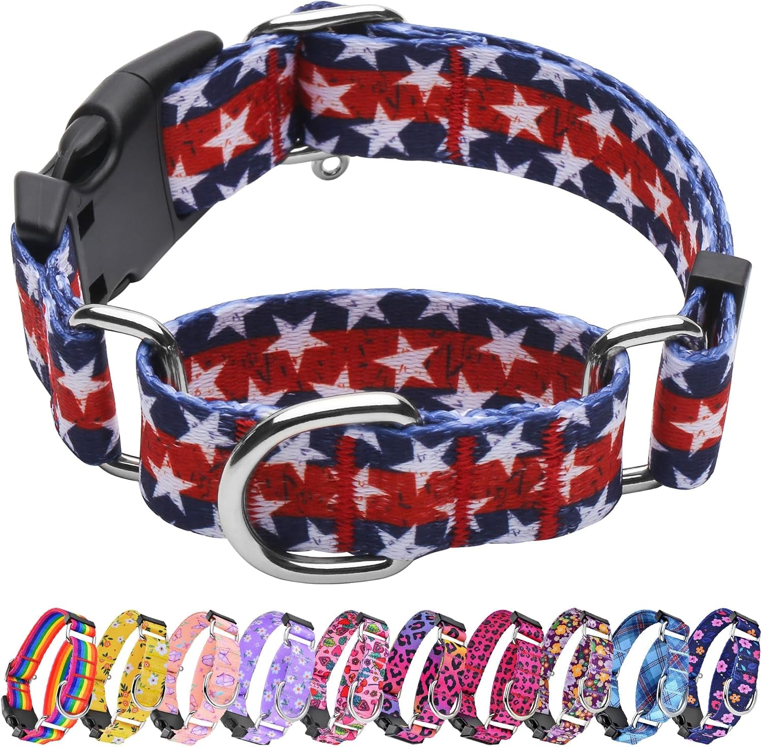 hikiko-martingale-collar-for-dogs-adjustable-soft-nylon-dog-collars-with-cute-patterns-for-small-medium-large-dog-pink-butterfly-medium