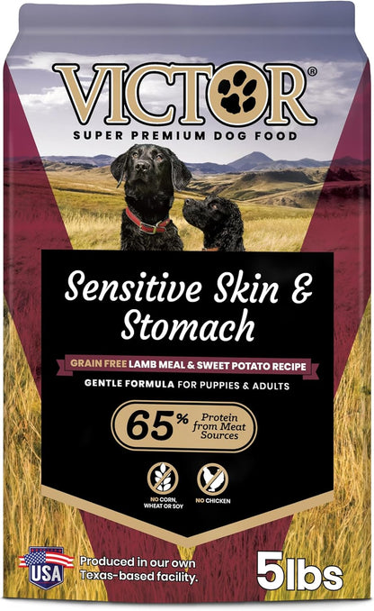 VICTOR Super Premium Dog Food — Sensitive Skin and Stomach — Salmon Meal & Brown Rice Recipe Dry Kibble — Gluten Free, No Chicken, Ideal for Dogs with Allergies — Adult and Puppy Food, 5 Lb13
