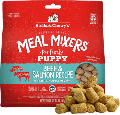 Stella & Chewy'S Freeze Dried Raw Meal Mixers – Crafted for Puppies – Grain Free, Protein Rich Perfectly Puppy Beef & Salmon Recipe – 3.5 Oz Bag1