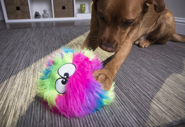 Godog Furballz Squeaky Plush Ball Dog Toy, Chew Guard Technology - Rainbow, Large8