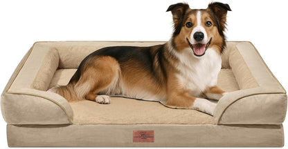 Comfort Expression Orthopedic Dog Bed for Extra Large Dogs with Bolster | Waterproof Dog Couch Bed with Washable Cover & Non-Slip Bottom, Supportive Egg Crate Foam XL Pet Bed, 42X30 Inch123