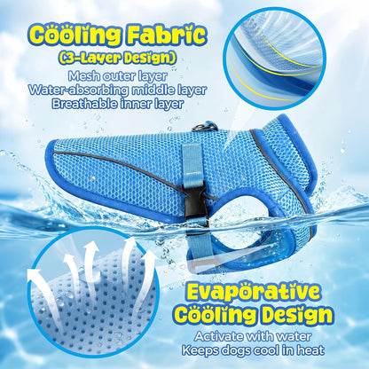 Dog Cooling Vest, Evaporative Cooling Dog Jacket with UV Protection, Lightweight Breathable Mesh Dog Cooling Shirt, Summer Heat Relief Gear with Adjustable Buckles for Hot Weather Walking & Hiking6