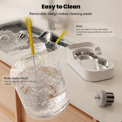 JUNSPOW Automatic Cat Water Dispenser with Stainless Steel Bowl | Dog Water Bowl Dispenser Adjustable Water Dispensing, Auto Pet Waterer for Cats and Dogs6
