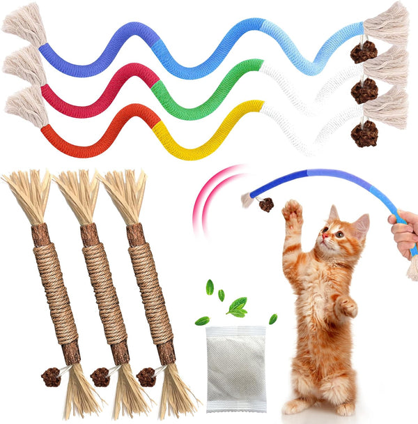 Silvervine Sticks Cat Chew Toys for Indoor Cats Dental Care Teeth Cleaning, Natural Kitten & Cat Teething Toys for Health, Catnip Toys Cat Chew Rope Suitable for All Breeds of Aggressive Chewers Cat1