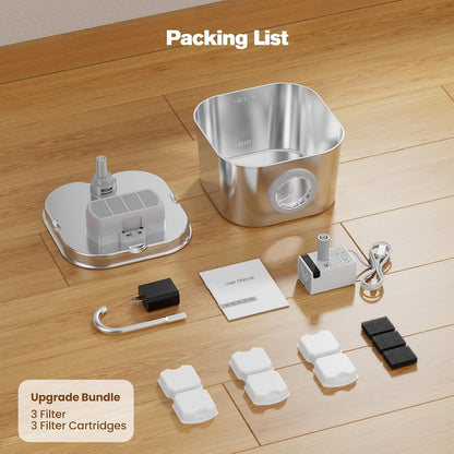 Cat Water Fountain Stainless Steel: Pet Fountains for Cats/Dog Indoor Automatic Waterer Bowls for Drinking Small Animal Water Dispenser Metal Pets Watering Faucet Bottle Auto Kitty Watering Supplies9