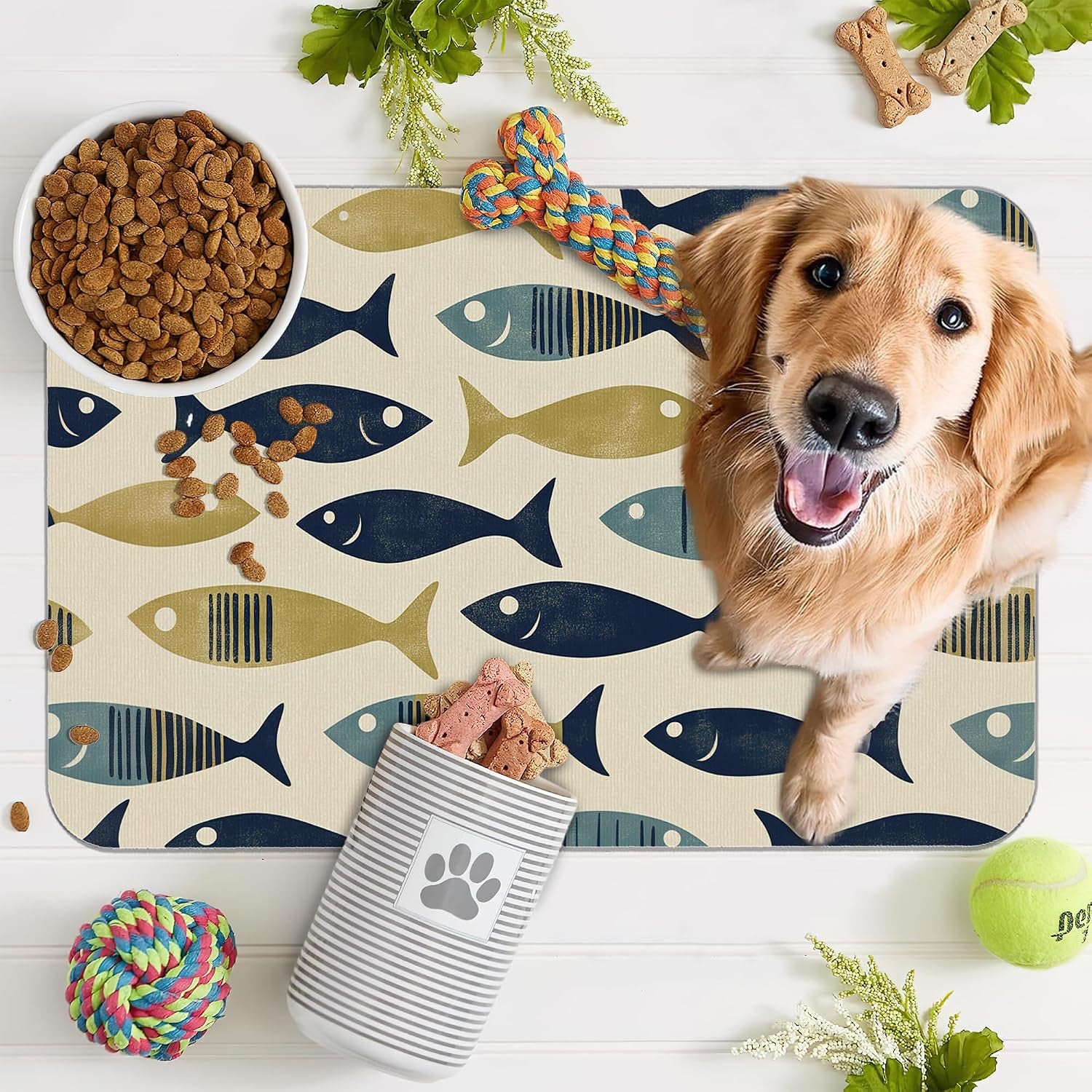 fish-boho-dog-food-mat-for-floors-ocean-absorbent-quick-dry-pet-feeding-mat-cat-dog-bowl-mats-for-food-and-water-non-slip-pet-accessories-supplies-12x20