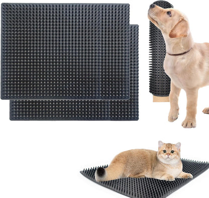 2 PCS Dog Scratching Post Pad, 14.2 X 11.8 Inch / 36 X 30 Cm PVC Dog Back Scratcher, Soft Touch Itch Relief Pad, Massage Bed Massage Brush for Wooden Stake Wall Sofa Ground1