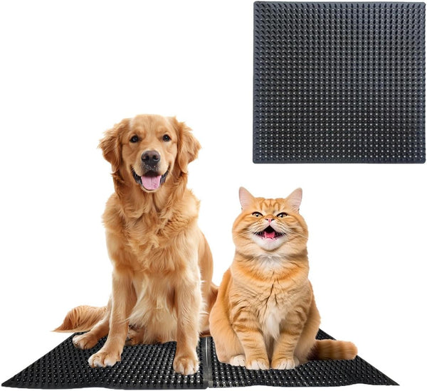 2 PCS Dog Scratching Post Pad, Soft Touch Itch Relief Pad for Horse Cow Goat Sheep, PVC Dog Back Scratcher, Massage Bed Massage Brush for Wooden Stake Wall Sofa Ground 11.8 X 11.8 Inch3