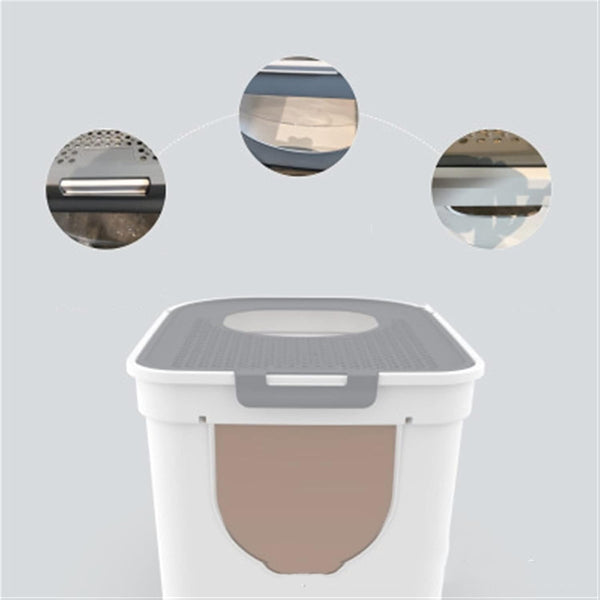 Dog Potty Training Toilet ﻿ Top Entry Removable Cat Litter Box Large Bump Falling Sand Pedal Enclosed Potty Anti-Splashing Toilet Easy to Clean(B)3