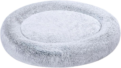 Amazon Basics Washable Donut Pet Bolster Faux Fur Bed with Removable Cover, Anti-Slip Bottom for Dog, Beige, 23" X 23"9