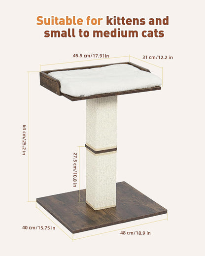 Retro Cat Scratching Post with Top Perch Bed for Indoor Cats | Removable & Washable Cushion, Small Morden Cat Tree, Cat Tower with Scratch Post, Natural Sisal, Retro-Style5