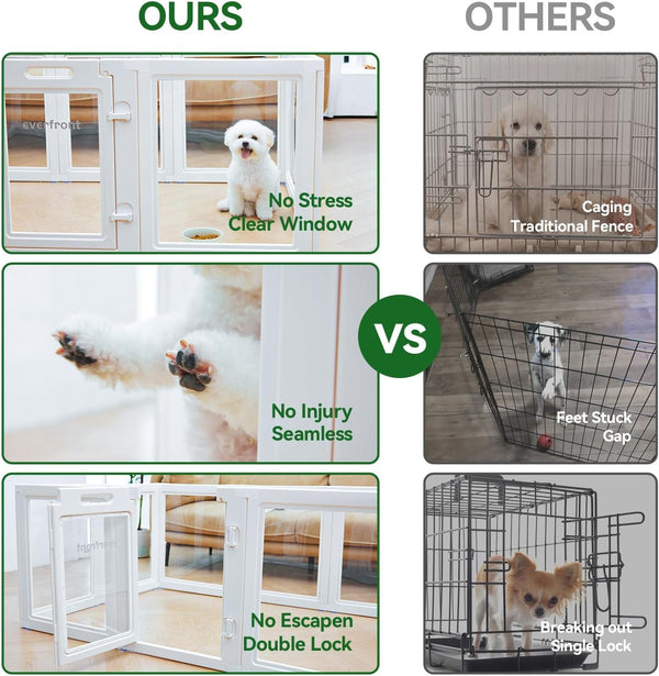 EVERFRONT Clear Acrylic Dog Playpen - Clear Dog Play Pen - Easy Assemble Acrylic Dog Playpen - Puppy Playpen, Cat Playpen, Small Animal Playpen, Dog Play Pen Indoors (24", 10 Panels)4