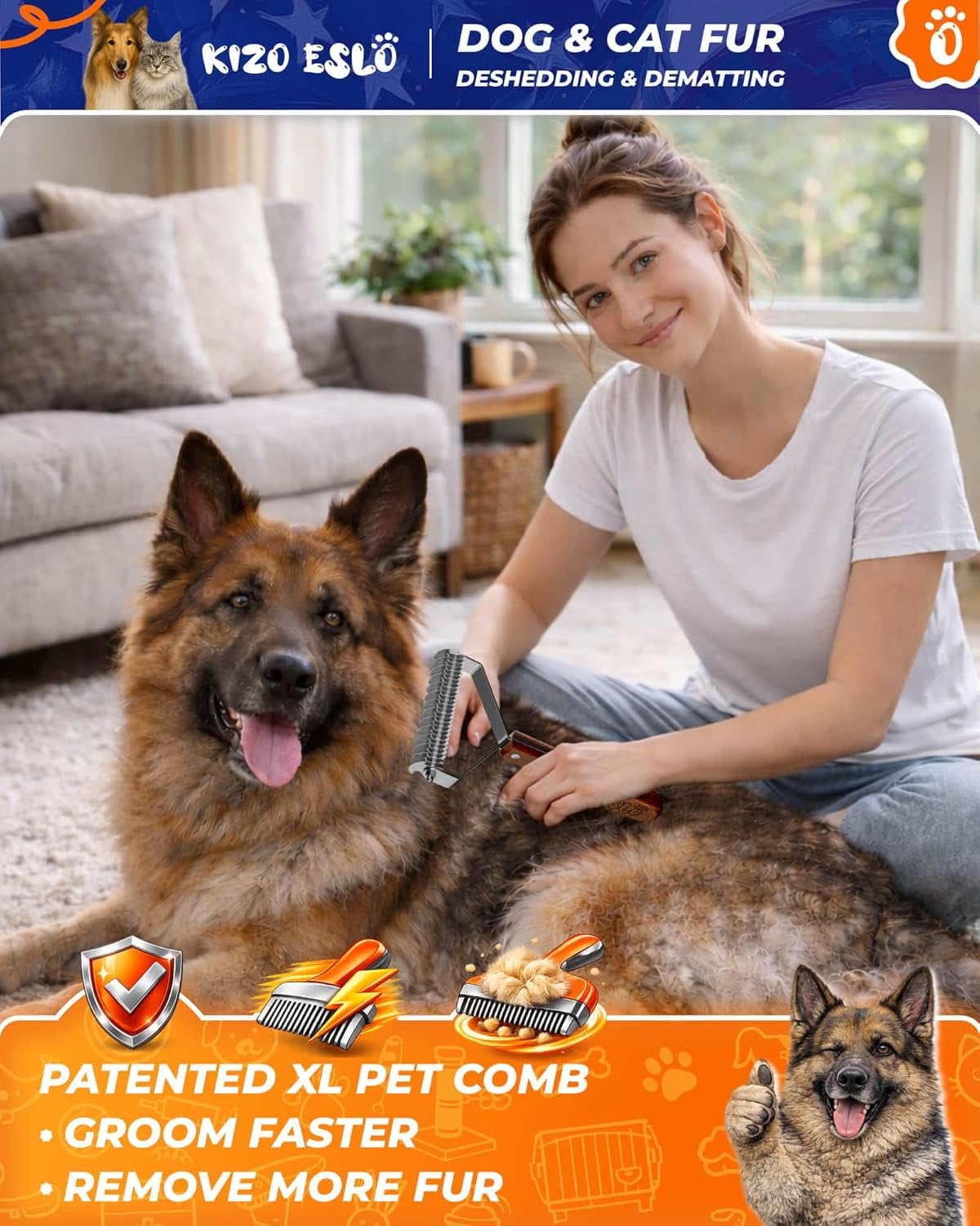 extra-large-2-sided-undercoat-rake-for-dogs-cats-dog-brush-for-shedding-remove-mats-dematting-comb-safe-gentle-grooming-brush-for-german-shepherds-medium-to-long-haired-pets-premium-wooden-handle