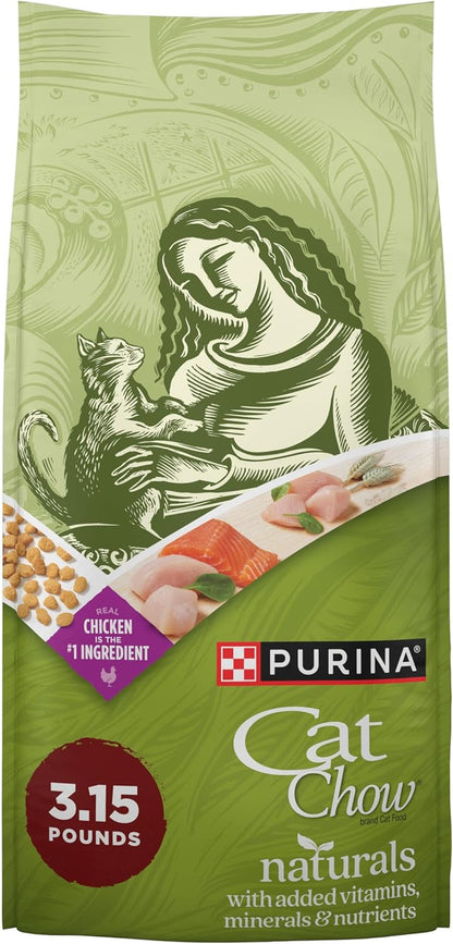 Purina Cat Chow Naturals with Added Vitamins, Minerals and Nutrients Dry Cat Food, Naturals Original - (Pack of 4) 3.15 Lb. Bags1