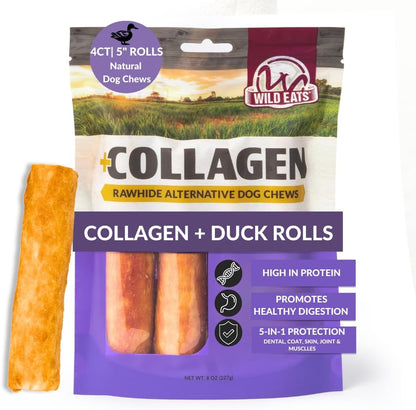 Wild Eats Real Duck Collagen Bully Sticks for Dogs, 25 Pack, Rawhide Free | No Hide Chew Treat Made without Grain, 5 Inch Size, High Protein, Satisfies Natural Gnawing Urges, Suits All Breeds28