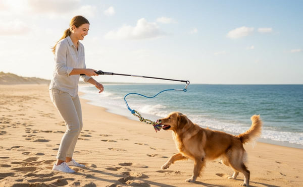 Flirt Pole for Dogs Interactive Chase Toy for Large Medium Small Puppy Dogs | for Chase and Tug of War, Dog Teaser Wand with Lure, Chewing Toy, for Outdoor Exercise & Training,Easy to Use,Carry, Sturdy3