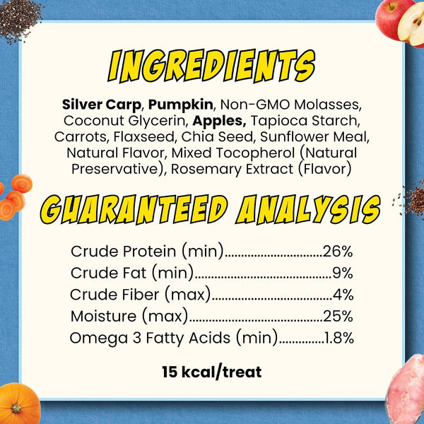 Fish Dog Treats for Skin & Coat, Healthy Soft Chews with Real Pumpkin, Grain Free, Easy to Digest for Training or Rewards for Small, Large Dogs, Natural Ingredients for Sensitive Stomach, Made in USA8