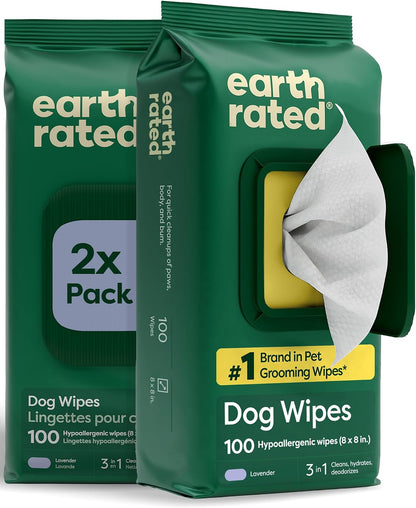 Earth Rated Dog Wipes for Paws & Butt, Deodorizing, Unscented, 100Ct | Hypoallergenic, 3-In-1 Cleaning and Hydrating, for Grooming Paws, Body and Butt17
