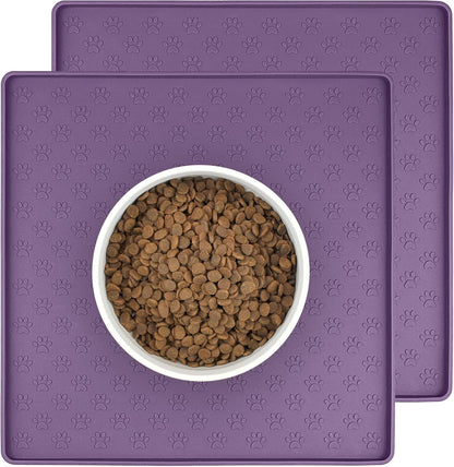 Ptlom Pet Placemat for Dog and Cat, Mat for Prevent Food and Water Overflow, Suitable for Small, Medium and Big Pet, 18" 12", Grey, Silicone53