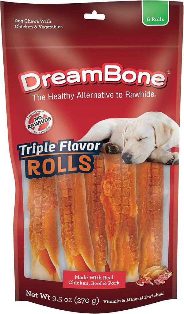 Dreambone Triple Flavor Twisties Dog Treats, Daily Rawhide-Free Chew, Digests Safely, with Real Protein, Beef, Pork, Chicken and Veggies, 25 Count14