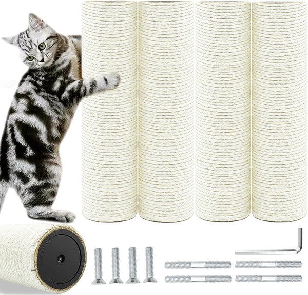 Cat Scratching Post Replacement Pole, 2 PCS 15.7In Cat Tree Replacement Post, Natural Sisal Cat Tree Replacement Parts with M8 Screws, Cat Scratch Post for Refurbishment (15.7In/40Cm)9