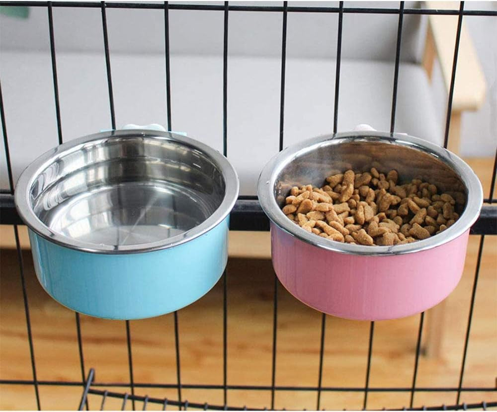 stainless-steel-removable-pet-food-bowl-anti-overturn-water-feeder-container-suitable-for-small-dog-cat-rabbit-2-set-of-crate-bowls-easy-to-install-and-clean