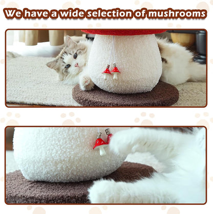 Mushroom Cat Scratcher, Sisal Cat Scratching Post | Cute Red Mushroom Design | 13.39" H X 11.02" W | Natural Sisal Rope & Soft Plush | Interactive Hanging Toy for Indoor Cats7