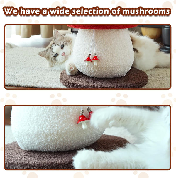 Mushroom Cat Scratcher, Sisal Cat Scratching Post | Cute Red Mushroom Design | 13.39" H X 11.02" W | Natural Sisal Rope & Soft Plush | Interactive Hanging Toy for Indoor Cats7