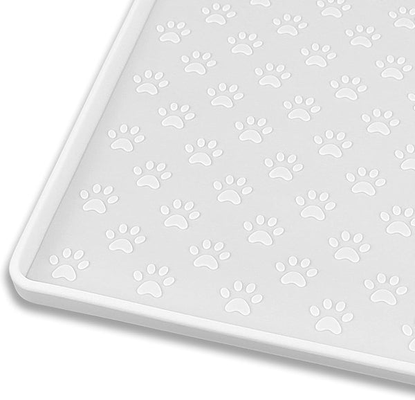 Ptlom Pet Placemat for Dog and Cat, Mat for Prevent Food and Water Overflow, Suitable for Small, Medium and Big Pet, 18" 12", Grey, Silicone10