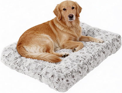 Orthopedic Dog Bed for Dogs, Calming Plush Dog Mat with Thick Cushion Support, Washable Fluffy Pet Bed with Non-Slip Bottom, Soft Indoor Dog Crate Bed (Gray, 41.0" L X 27.0" W X 4.0" Th)1