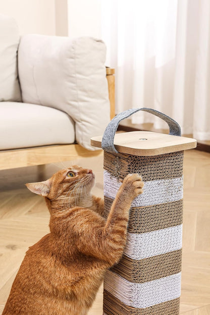 Cat Scratching Post for Indoor Cats, 23.6 Inch Tall Cardboard Cat Scratcher Pad for Kittens & Cats, Multi Surface Scratching Board, Easy Assembly, Protects Furniture7