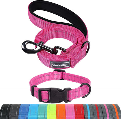 VIVAGLORY Dog Leash Puppy Leash for Collar, 3Ft X 1In, Black | with Soft Padded Handle for Training & Walking, Heavy Duty & Double Layer Nylon Pet Puppy16