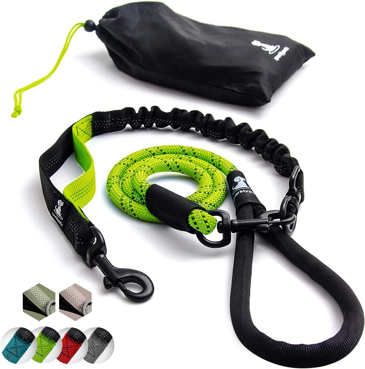 sparklypets-double-dog-leash-for-2-dogs-rope-bungee-dual-leash-for-medium-and-large-breeds-with-padded-handles-tangle-free-teal-medium-large